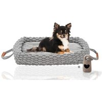 Rohrschneider ® Flauschiges Tierbett inkl. Gratis-Beigabe, Körbchen in Flechtoptik S