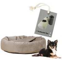 Rohrschneider ® Hundekissen inkl. Gratis-Beigabe, Kuschelhöhle "Denver" taupe S