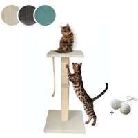 Rohrschneider ® Katzenbaum Emmi mit Vollholz-Holm und Gratis-Beigabe beige 45 cm, 77 cm, 45 cm