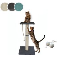 Rohrschneider ® Katzenbaum Emmi mit Vollholz-Holm und Gratis-Beigabe dunkelgrau 45 cm, 77 cm, 45 cm