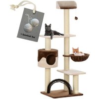 Rohrschneider Kratzbaum für Katzen mit Gratis-Beigabe, Katzenkratzbaum "Utah" braun/ beige