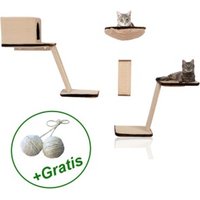 Rohrschneider Katzen Kletterwand 8-teilig mit Gratis-Spielballset