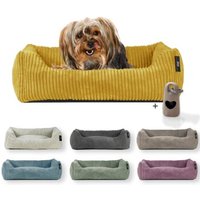 Rohrschneider ® Hundebett waschbar für kleine Hunde mit Hundekissen Cord (ca. 55x42 cm) inkl. Gassibeutel