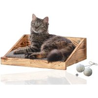 Rohrschneider ® Katzen Kletterstufe mit Kissen, Kletterwand-Element mit Gratis-Spielballset