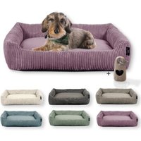 Rohrschneider Hundebett waschbar, robuster Breit-Cordstoff mit Gratis-Beigabe