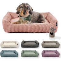 Rohrschneider Hundebett waschbar, robuster Breit-Cordstoff mit Gratis-Beigabe