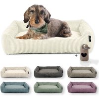 Rohrschneider Hundebett waschbar, robuster Breit-Cordstoff mit Gratis-Beigabe