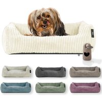 Rohrschneider ® Hundebett waschbar für kleine Hunde mit Hundekissen Cord (ca. 55x42 cm) inkl. Gassibeutel