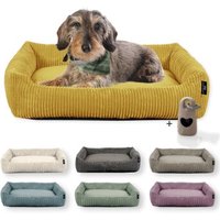 Rohrschneider Hundebett waschbar, robuster Breit-Cordstoff mit Gratis-Beigabe