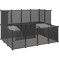 VidaXL Kleintierkäfig PP Stahl Freigehege Transparent/Schwarz schwarz 1,43 m, 1,07 m, 93 cm