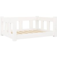 VidaXL Hundebett Massivholz Kiefer weiß/ beige 50,5 cm, 28 cm, 65,5 cm