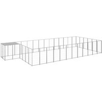 VidaXL Hundezwinger Stahl silber 7,7 m, 3,3 m, 1,1 m