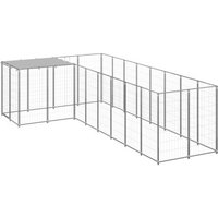 VidaXL Hundezwinger Stahl silber 2,2 m, 4,4 m, 1,1 m