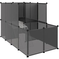VidaXL Kleintierkäfig PP Stahl Freigehege Transparent/Schwarz schwarz 1,42 m, 74 cm, 93 cm