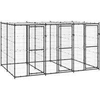 VidaXL Outdoor-Hundezwinger Stahl mit Dach