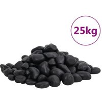 VidaXL Polierte Kiesel Schwarz 2-5 25 kg