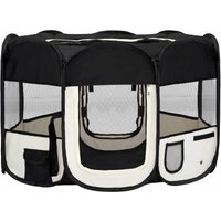 VidaXL faltbarer Welpenlaufstall schwarz 1,1 m, 1,1 m, 58 cm