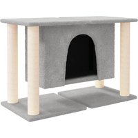 VidaXL Kratzbaum mit Sisal-Kratzsäulen und Höhle grau