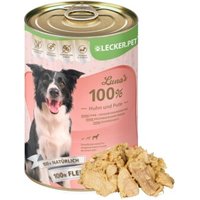 Lyra Pet Lecker.Pet Luna's 100 % Huhn und Pute Hundefutter Nassfutter 24x400 g
