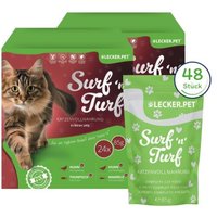 Lyra Pet Lecker.Pet Surf'n'Turf Pouches Katzenfutter in feiner Jelly Nassfutter 4er Mix Multipack