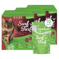 Lyra Pet Lecker.Pet Surf'n'Turf Pouches Katzenfutter in feiner Jelly Nassfutter 4er Mix Multipack