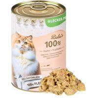 Lyra Pet Lecker.Pet Balu's 100 % Huhn und Truthahn Katzenfutter Nassfutter 12x400 g