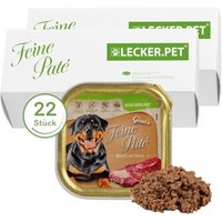 Lyra Pet Lecker.Pet Gino's Feine Paté Reich an Rind Hundefutter Nassfutter Vollnahrung 22x150 g