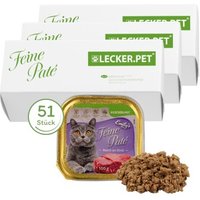 Lyra Pet Lecker.Pet Emily's Feine Paté Reich an Rind Katzenfutter Nassfutter Vollnahrung 51x100 g