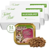 Lyra Pet Lecker.Pet Leo's Feine Paté Reich an Huhn Katzenfutter Nassfutter Vollnahrung 51x100 g