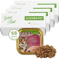 Lyra Pet Lecker.Pet Leo's Feine Paté Reich an Huhn Katzenfutter Nassfutter Vollnahrung 68x100 g