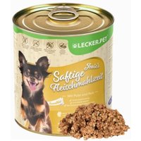 Lyra Pet Lecker.Pet Josie's Saftige Fleischmahlzeit Sensitiv mit Pute & Reis Hundefutter Nassfutter 18x800 g