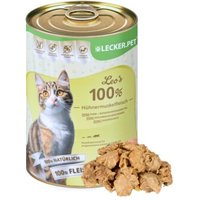 Lyra Pet Lecker.Pet Leo's 100 % Hühnermuskelfleisch Katzenfutter Nassfutter 6x400 g