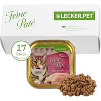 Lyra Pet Lecker.Pet Leo's Feine Paté Reich an Huhn Katzenfutter Nassfutter Vollnahrung 17x100 g