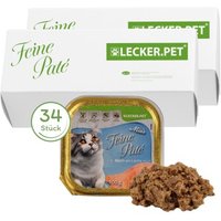 Lyra Pet Lecker.Pet Mia's Feine Paté Reich an Lachs Katzenfutter Nassfutter Vollnahrung 34x100 g