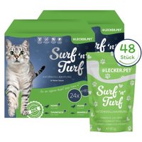 Lyra Pet Lecker.Pet Surf'n'Turf Pouches Katzenfutter in feiner Sauce Nassfutter 4er Mix Multipack