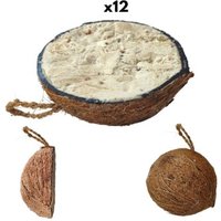 KLASEBO Vogelfutter, 12 halbe Kokosnüsse Erdnuss für freilebende Vögel