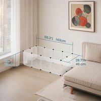 SONGMICS L-XL Freigehege mit Bodenplatten weiß 1,43 m, 73 cm, 46 cm