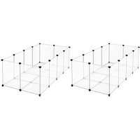 SONGMICS 2er set L-XL Freigehege mit Bodenplatten weiß 1,43 m, 73 cm, 46 cm