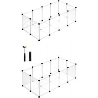 SONGMICS 2er set L-XL Freigehege mit Bodenplatten weiß 1,25 m, 63 cm, 42 cm