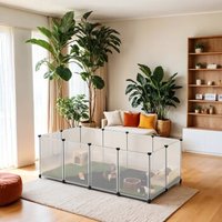 SONGMICS L-XL Kleintiergehege mit wasserfester Unterlage weiß 1,43 m, 73 cm, 46 cm