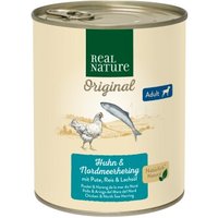 REAL NATURE Nassfutter Hund Adult Huhn und Nordmeerhering 6x800 g