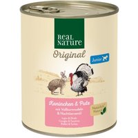 REAL NATURE Nassfutter Hund, Junior, Kaninchen und Pute 6x800 g
