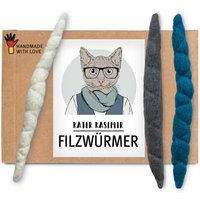 Kater Kasimir 3 Filzwürmer, handgerollt aus echtem Wollfilz