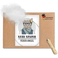 Kater Kasimir Katzenangel mit handgemachtem Anhänger aus Naturfedern