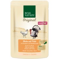 REAL NATURE Original Nassfutter Katze, Adult, Huhn mit Pute mit Karotten und Nachtkerzenöl 12x85 g