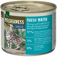 REAL NATURE WILDERNESS Nassfutter Katze, Adult Fresh Water, Hering mit Lachs und Ente 6x200 g