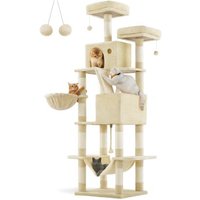 FEANDREA Katzenbaum XXL 206cm Kratzsäulen beige