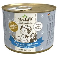 Betty's Landhausküche SENIOR Katze Rind mit Truthahn, Möhrchen & Lachsöl 6x200 g