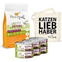 I love my cat ILMC set mit Huhn - Trockenfutter mit Huhn + Nassfutter mit Huhn + Jute Beutel