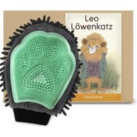 LEO LÖWENKATZ Fellpflegehandschuh 2 in 1: Als Katzenbürste für Katzenhaare und die Fellpflege und als Handschuh für die Massage von Katzen